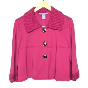 Tara Ryan Mauvelous Cropped Jacket Mauve Pink Knit Button Front Medium NEW